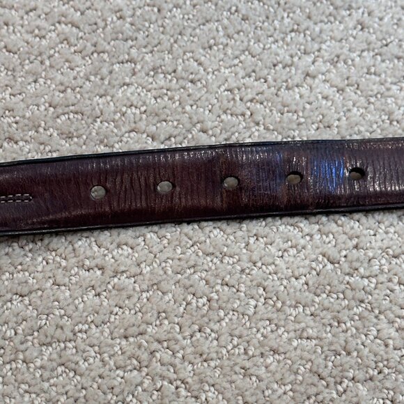 Coach Leather Belt Size 36 Classic Dark Brown Contrast Stitch Nickel Hardware - Picture 6 of 12